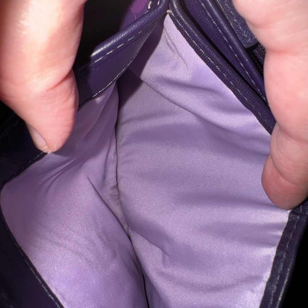 Coach Chelsea BiFold Wallet Signature purple & Gray & dustbag - NWOT - Picture 14 of 16